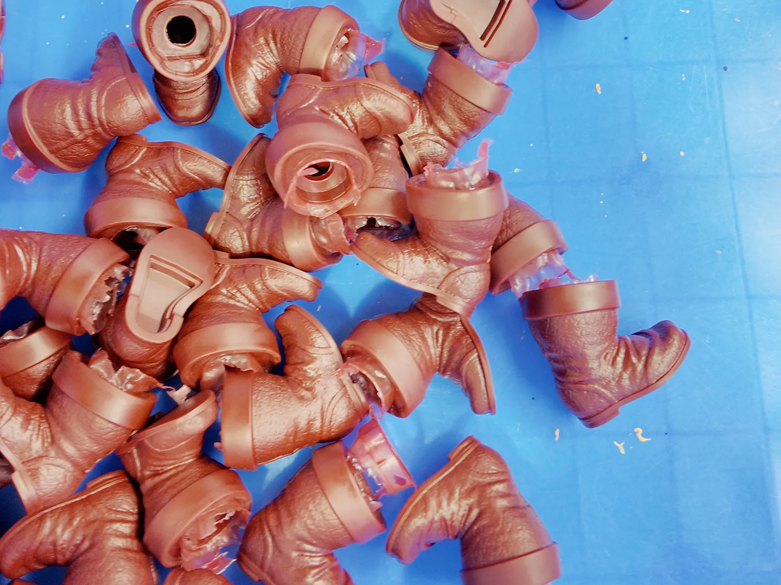 Feet of the PVC vinyl figure just out of the oven.