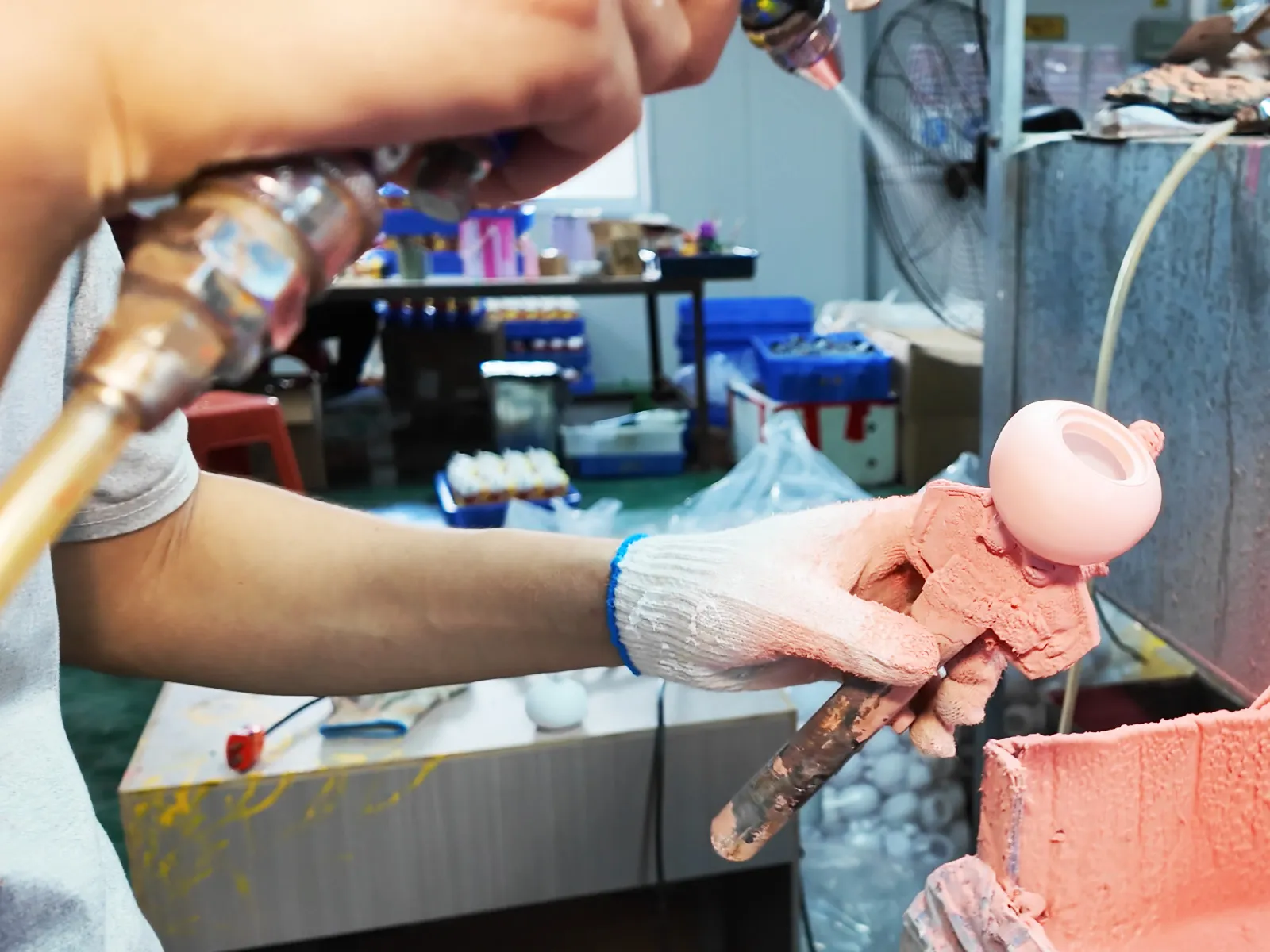 A part of PVC figure that is almost finished being colored.